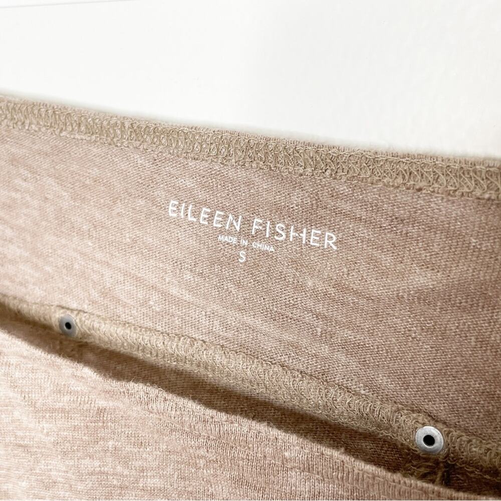 Eileen Fisher Marled Linen Wide Neck Studded Top Brown Size Small - Picture 5 of 9